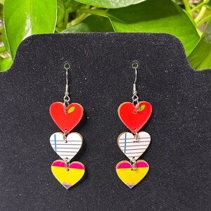 💜4for$20💜 School Heart Dangle Earrings